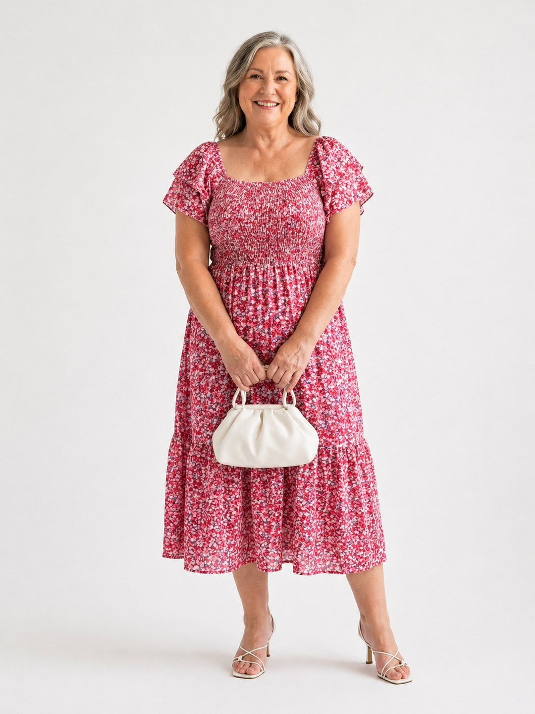 Odette | Off Shoulder Floral Smocked Midi Dress