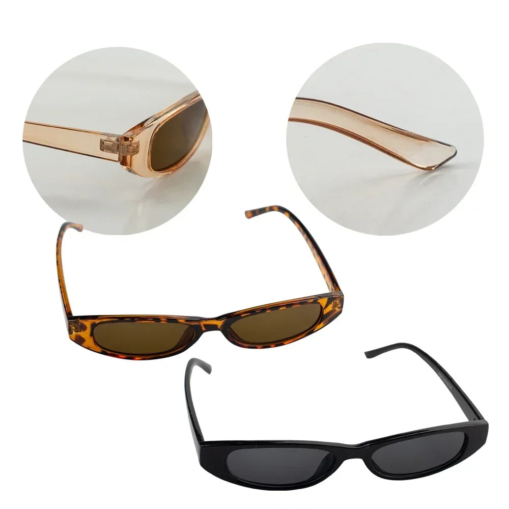 Vintage Rechthoekige Zonnebril Vrouwen Cat Eye Designer Dames Klein Frame Zwart Rood Zonnebril Merk Retro Skinny Brillen