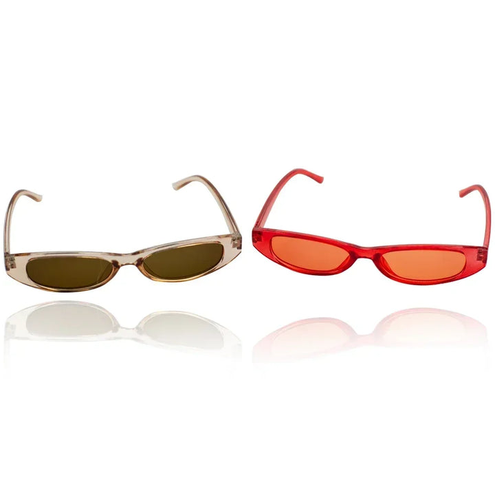 Vintage Rechthoekige Zonnebril Vrouwen Cat Eye Designer Dames Klein Frame Zwart Rood Zonnebril Merk Retro Skinny Brillen